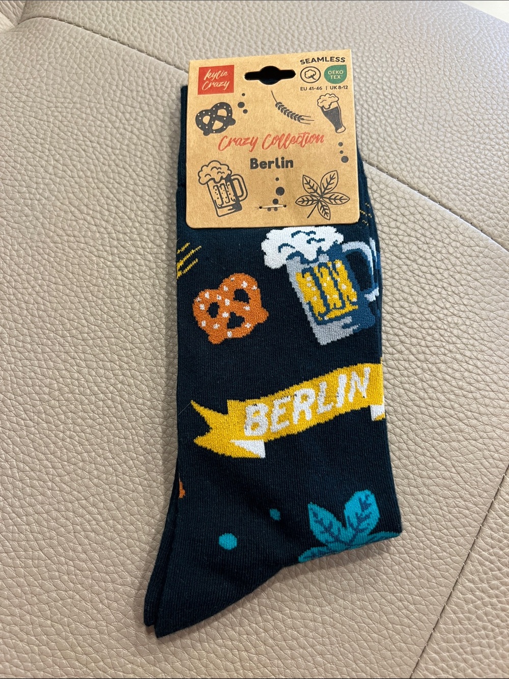 Berlin Novelty Men's Socks - Black with Yellow and Teal Accents